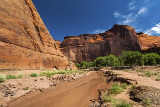 Rock formation, blue sky in Chelly Canyon National Park, Arizona, USA, North America