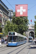 Bahnhofstrasse with Bombardier Flexity 2 tram Public transport in Zurich, Switzerland, Europe