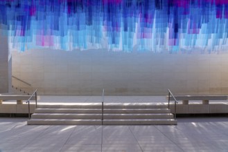 Colourful silk curtains at the CaixaForum, cultural centre in the former Fabrica Casaramona,