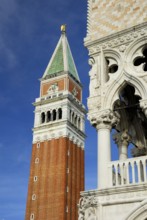 Campanile and Doge's Palace, Palazzo Ducale, Venice, Veneto, Italy, Europe