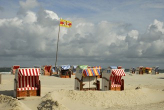 Beach chairs on the beach, Norddorf, Amrum, Nordfriesland, Schleswig-Holstein, Germany, Europe