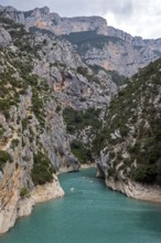 Boats on the Verdon River, entrance to the Verdon Gorge, Gorges du Verdon, Lac de Sainte-Croix,