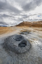 Hot springs, mud holes in the Hverarönd geothermal area, also Hverir or Namaskard, Northern