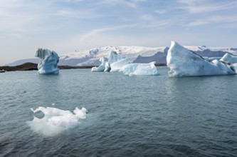 Ice floes, Jökulsárlón glacier lagoon, glacial lake, southern edge of Vatnajökull, southeast,