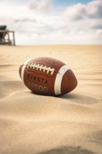 Football in the sand on the beach, Zandvoort, Netherlands