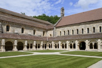 Cloister of the Cistercian Abbey of Fontenay, Unesco World Heritage Site, Cote d'Or, Burgundy,