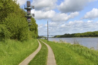 Signalling system for shipping traffic and cycle path on the Kiel Canal, Schleswig-Holstein,