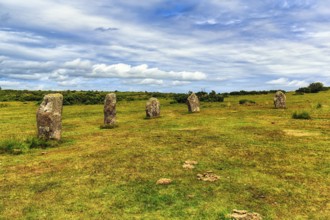 The Hurlers, Menhirs, Megaliths, Bronze Age Stone Circles, Minions, Bodmin Moor, Cornwall, England,