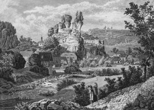 Tüchersfeld in Franconian Switzerland, ca 1834, County Bayreuth, Upper Franconia, Bavaria, Germany,