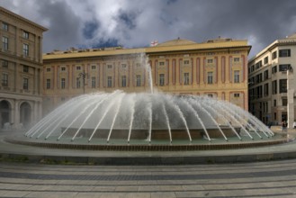 Fountain in the Piazza de Ferrari, Genoa, Italy, Europe