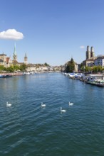 Zurich skyline city on the river Limmat in Zurich, Switzerland, Europe