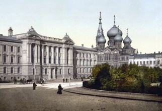 Palace of Justice and Pantelimon Church, Odessa, Russia, Ukraine, c. 1890, Historic, digitally