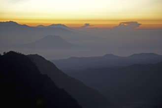 Sunrise seen from Mount Bromo, Gunung Bromo, active volcano and part of the Tengger massif, East