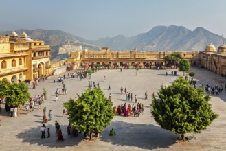 AMER, INDIA, NOVEMBER 18, 2012: Tourists visiting Amer (Amber) fort, Rajasthan, India. Amer fort is