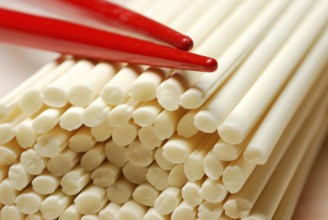 Udon noodles, Japanese wheat noodles, chopsticks