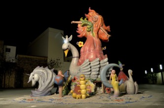 Falla, a papier-mâché figure, at the Falles or Fallas spring festival, Pego, Province of Alicante,