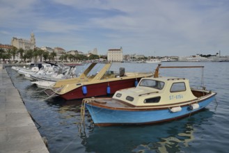 Fishing boats in the harbour, Adriatic, Split, Split-Dalmatia County, Croatia, Europe