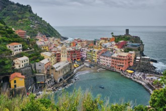 Vernazza village popular tourist destination in Cinque Terre National Park a UNESCO World Heritage