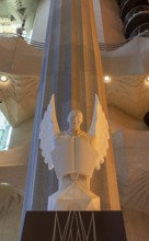 Modern sculptures of the Evangelists in the Sagrada Familia, Barcelona, Catalonia, Spain, Europe