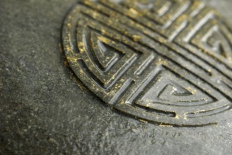 Japanese (Detail) stone sign, sign in stone, esotericism, close up, symbol