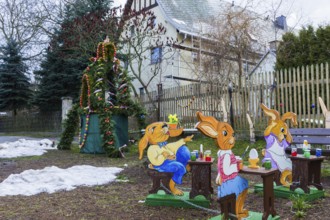 Easter decorations in Oberfrauendorf in the Osterzgebirge mountains