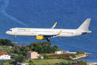 A Vueling Airbus A321 aircraft with the registration EC-MLD at Split Airport, Croatia, Europe