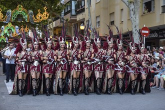 Parade, Moros y Cristianos, Moors and Christians, Dénia, Province of Valencia, Costa Blanca, Spain,