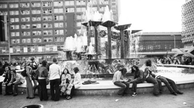 The centre of the capital of the GDR, East Berlin, 30.4.1975, Am Alexanderplatz, DEU, Germany,