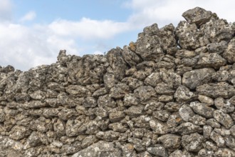 Stone wall on the Causse Mejean in the Cevennes. Aveyron, France, Europe