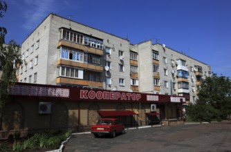 Small village with shops outside the uninhabitable 30-kilometre zone around the Chernobyl power