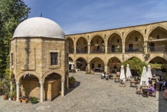 The old Büyük Han caravanserai in North Nicosia or Lefkosa, Turkish Republic of Northern Cyprus