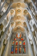 Interior of the Familia Sagrada, religion, Christianity, by the architect Antonio Gaudi in