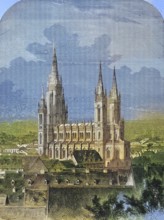 The neo-Gothic Market Church in Wiesbaden after its completion in 1863, Germany, Historic,