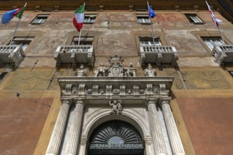 Detailed view of the façade of Palazzo Doria Spinola, former manor house from the 16th century,