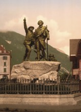 The Saussure Monument in Chamonix, Chamonix Valley, France, c. 1890, Historic, digitally enhanced