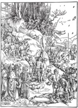 The martyrdom of the ten thousand, woodcut by Albrecht Dürer, historical, digitally improved