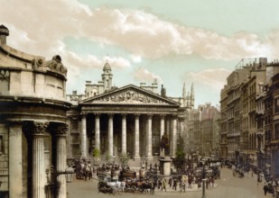 Royal Exchange, Stock Exchange, London, ca 1895, England, Historical, digitally restored