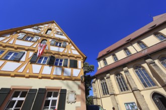 Germany, Middle Franconia, town of Weissenburg, half-timbered house (former Latin school) and the