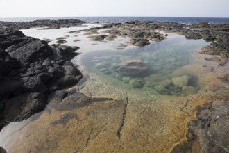 Natural rock pools by the sea, Piscinas Naturales, Lanzarote, Canary Islands, Spain, Europe