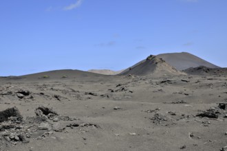 Mountain range with volcanoes in Timanfaya National Park, Lanzarote, Canary Islands, Spain, Europe