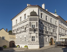 Knights House, U Rytiru, with sgraffiti decoration, Mikulov, Czech Republic, Europe