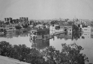 The Golden Temple in Amritsar, India in 1880, Historic, digitally restored reproduction of an