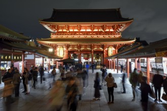 Senso-ji- or Asakusa-dera temple at night, district Asakusa, Tokyo, Japan, Asia