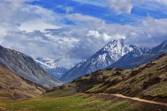 Himalayan landscape. On the trek to Chandra Tal Lake (4300 m) . Spiti valley, Himachal Pradesh,