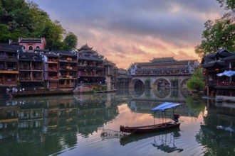 Chinese tourist attraction destination, Feng Huang Ancient Town (Phoenix Ancient Town) on Tuo Jiang