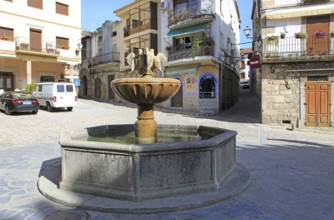 Water fountain in village centre of Jarandilla de la Vera, La Vera, Extremadura, Spain, Europe