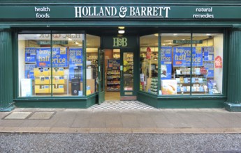 Holland and Barrett shop in the Thoroughfare, Woodbridge, Suffolk, England, UK