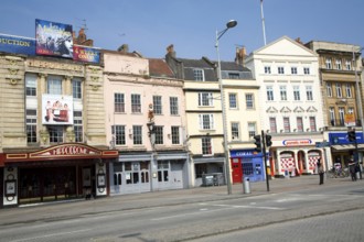 Hippodrome theatre and historic buildings, St Augustine's Parade, Bristol, England, UK