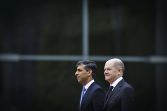 Olaf Scholz (SPD), Federal Chancellor, receives Rishi Sunak, Prime Minister of the United Kingdom