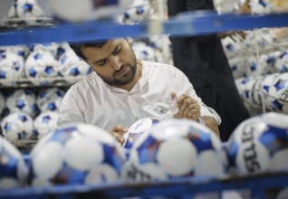 Anwar Khawaja Industries PVT. LTD produces footballs for the Bundesliga, among others. Sialkot, 23